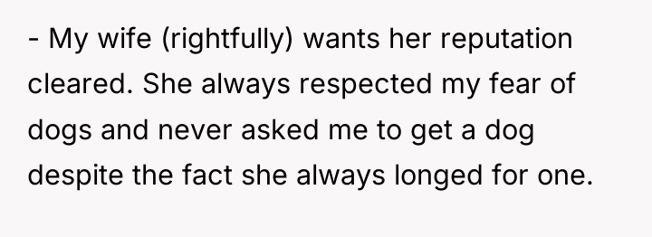 - My wife (rightfully) wants her reputation cleared. She always...