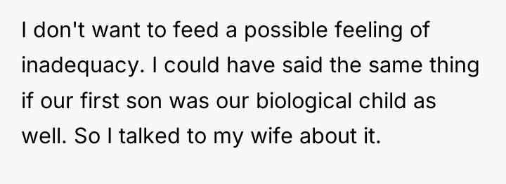 I don't want to feed a possible feeling of inadequacy....