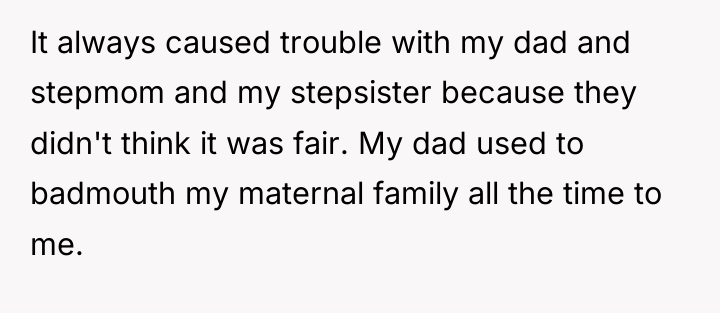 It always caused trouble with my dad and stepmom and...