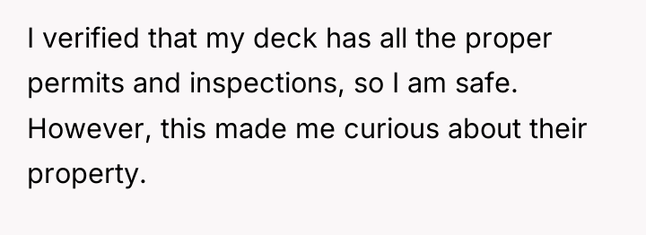 I verified that my deck has all the proper permits...