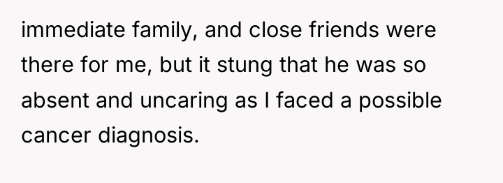 immediate family, and close friends were there for me, but...