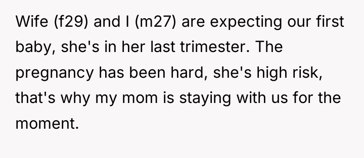 Wife (f29) and I (m27) are expecting our first baby,...
