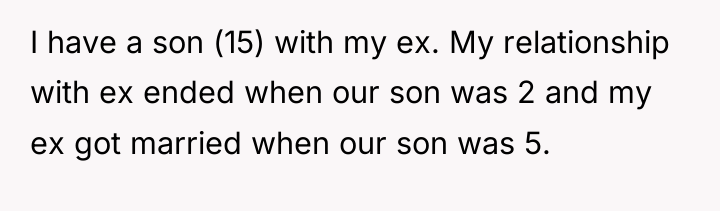 I have a son (15) with my ex. My relationship...