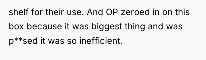shelf for their use. And OP zeroed in on this...