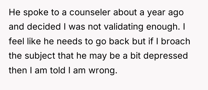 He spoke to a counseler about a year ago and...
