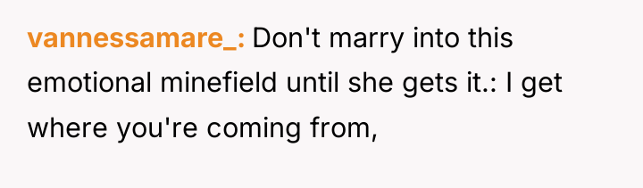 vannessamare_ Don't marry into this emotional minefield until she gets...