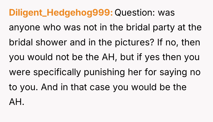Diligent_Hedgehog999 Question: was anyone who was not in the bridal...
