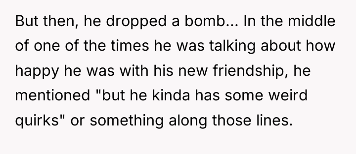 But then, he dropped a bomb... In the middle of...