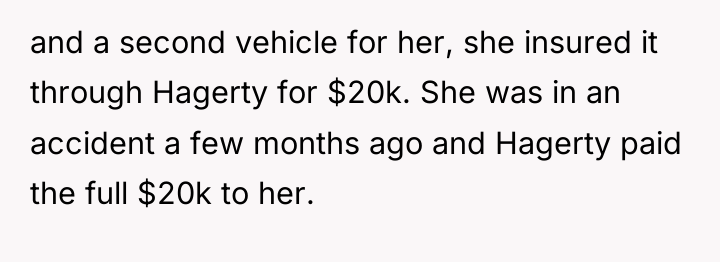 and a second vehicle for her, she insured it through...