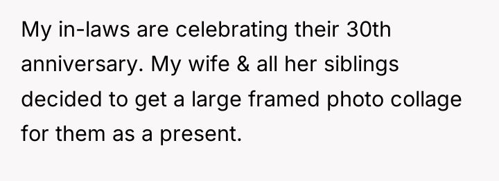 My in-laws are celebrating their 30th anniversary. My wife &...