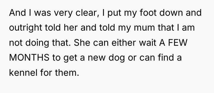 And I was very clear, I put my foot down...