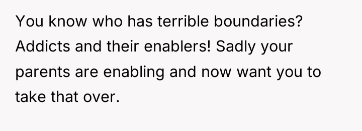 You know who has terrible boundaries? Addicts and their enablers!...