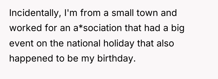 Incidentally, I'm from a small town and worked for an...