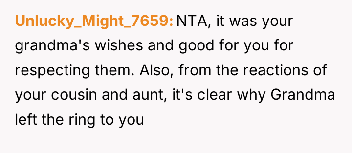 Unlucky_Might_7659 NTA, it was your grandma's wishes and good for...
