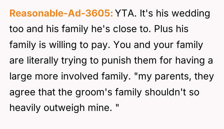 Reasonable-Ad-3605 YTA. It's his wedding too and his family he's...