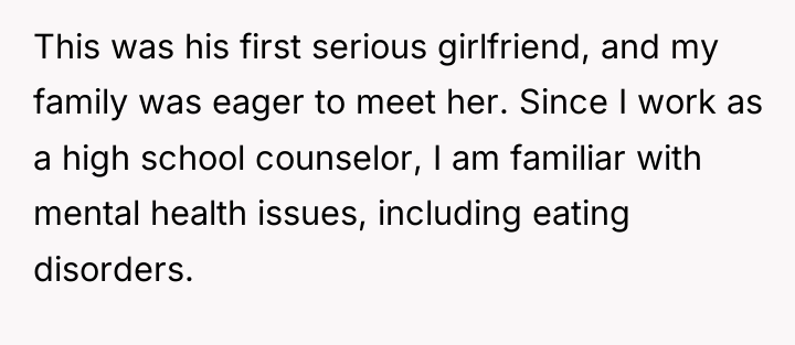 This was his first serious girlfriend, and my family was...