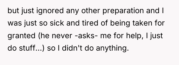 but just ignored any other preparation and I was just...