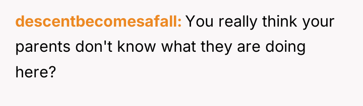 descentbecomesafall You really think your parents don't know what they...