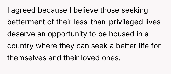 I agreed because I believe those seeking betterment of their...