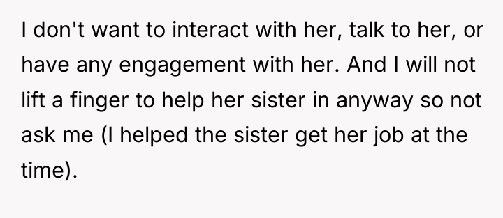 I don't want to interact with her, talk to her,...