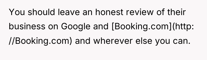 You should leave an honest review of their business on...