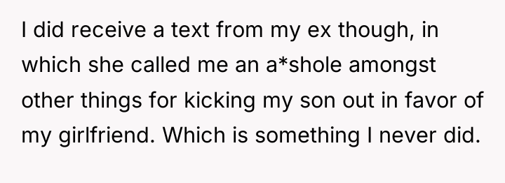 I did receive a text from my ex though, in...