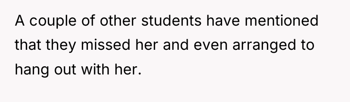 A couple of other students have mentioned that they missed...