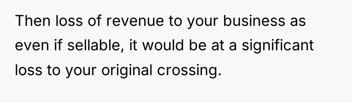 Then loss of revenue to your business as even if...