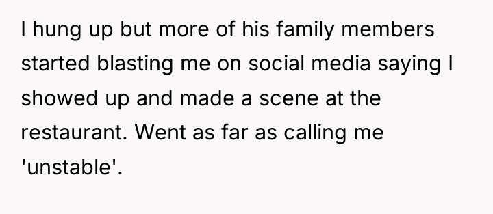 I hung up but more of his family members started...