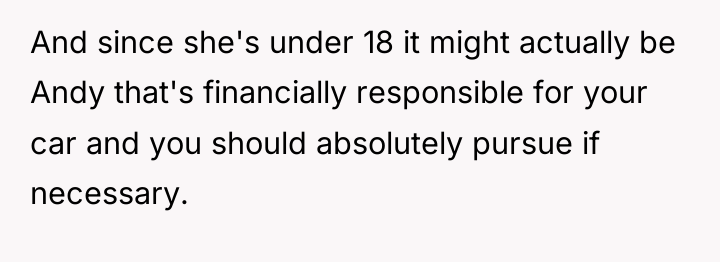And since she's under 18 it might actually be Andy...