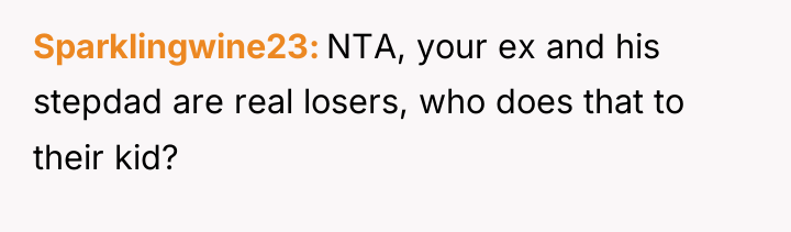 Sparklingwine23 NTA, your ex and his stepdad are real losers,...