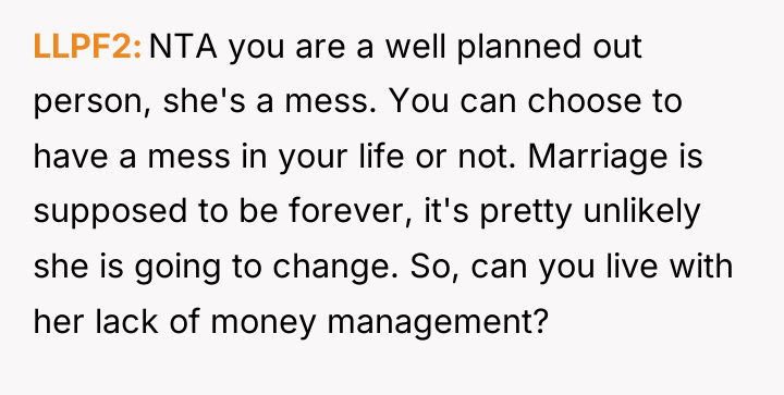 LLPF2 NTA you are a well planned out person, she's...