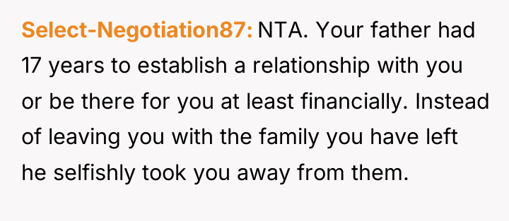 Select-Negotiation87 NTA. Your father had 17 years to establish a...