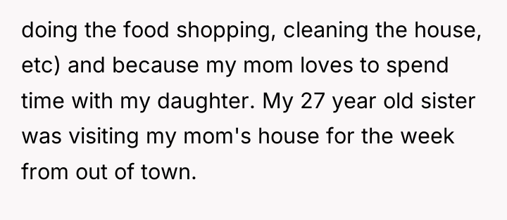 doing the food shopping, cleaning the house, etc) and because...
