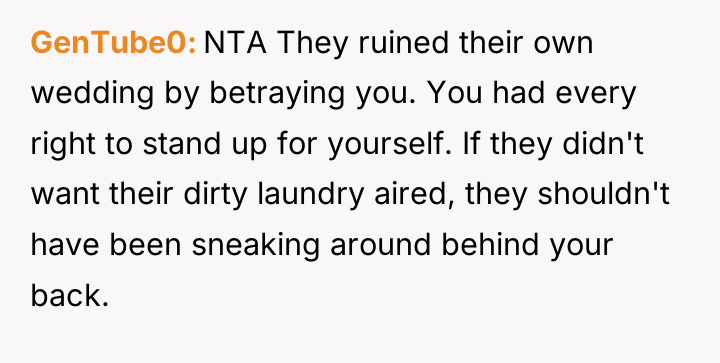 GenTube0 NTA They ruined their own wedding by betraying you....