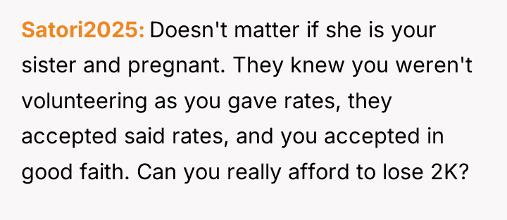 Satori2025 Doesn't matter if she is your sister and pregnant....