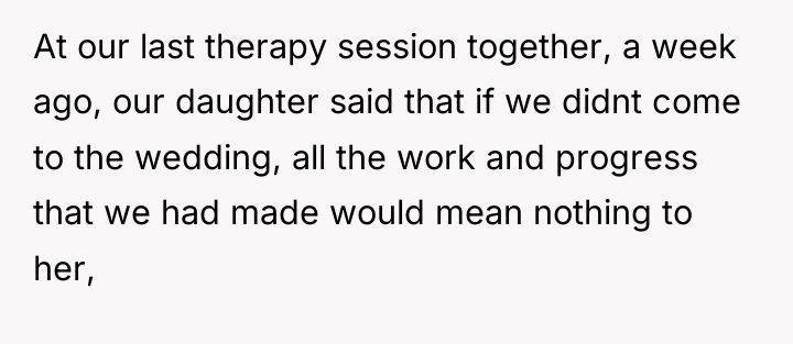 At our last therapy session together, a week ago, our...