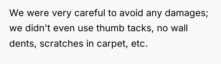 We were very careful to avoid any damages; we didn't...