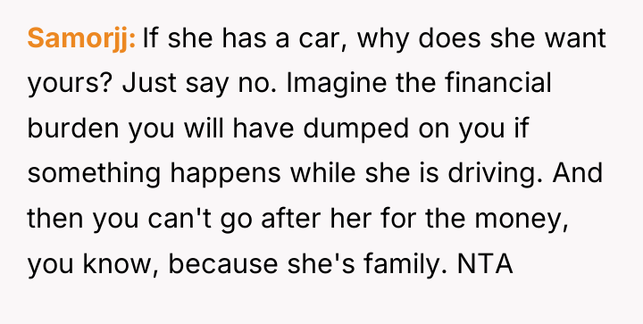 Samorjj If she has a car, why does she want...