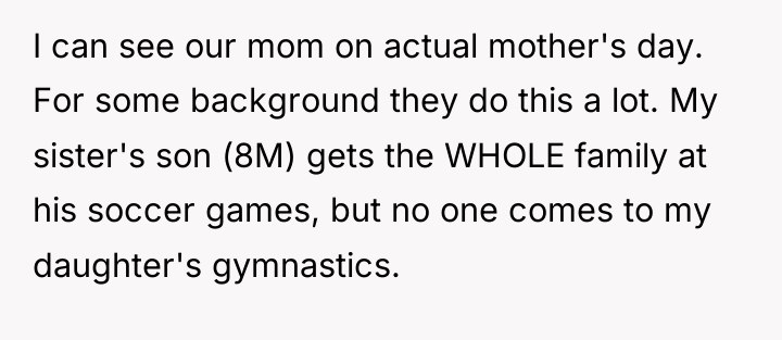 I can see our mom on actual mother's day. For...