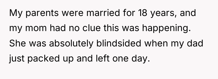My parents were married for 18 years, and my mom...