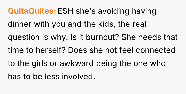 QuitaQuites ESH she's avoiding having dinner with you and the...