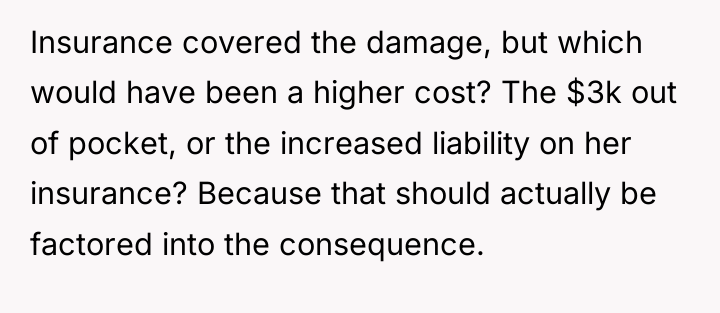 Insurance covered the damage, but which would have been a...