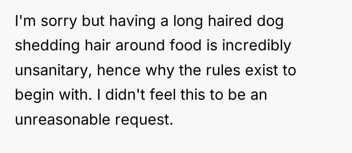 I'm sorry but having a long haired dog shedding hair...