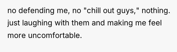 no defending me, no "chill out guys," nothing. just laughing...