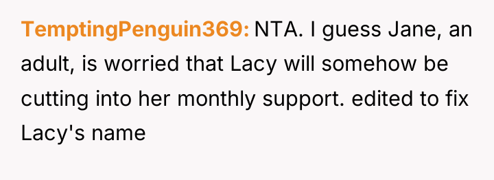 TemptingPenguin369 NTA. I guess Jane, an adult, is worried that...