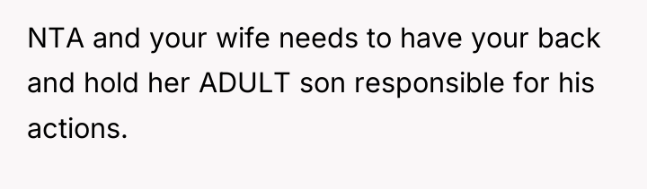 NTA and your wife needs to have your back and...