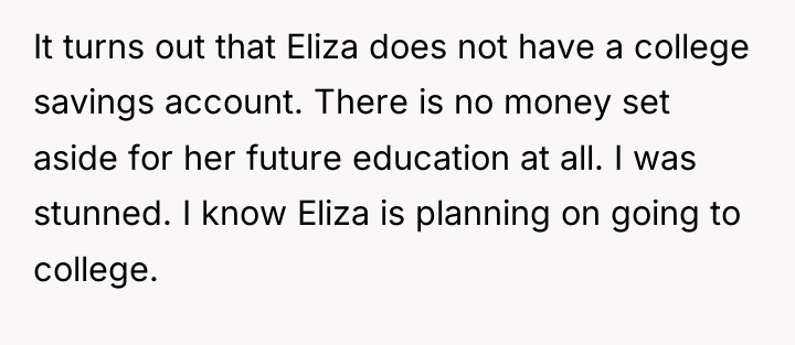 It turns out that Eliza does not have a college...