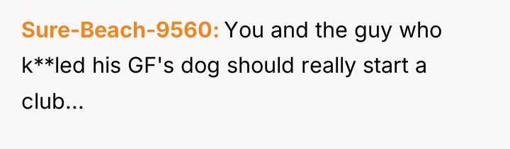 Sure-Beach-9560 You and the guy who k**led his GF's dog...