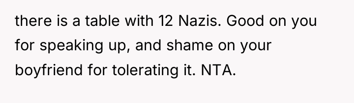 there is a table with 12 Nazis. Good on you...